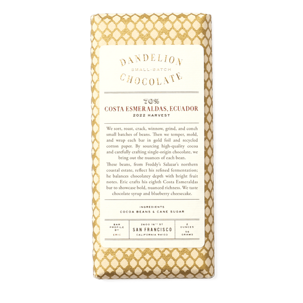 Costa Esmeraldas Ecuador 70% 56g - Dandelion Chocolate