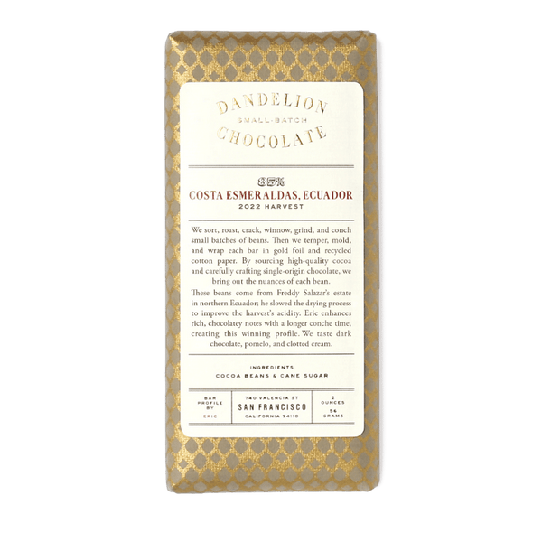 Costa Esmeraldas Ecuador 85% 56g - Dandelion Chocolate