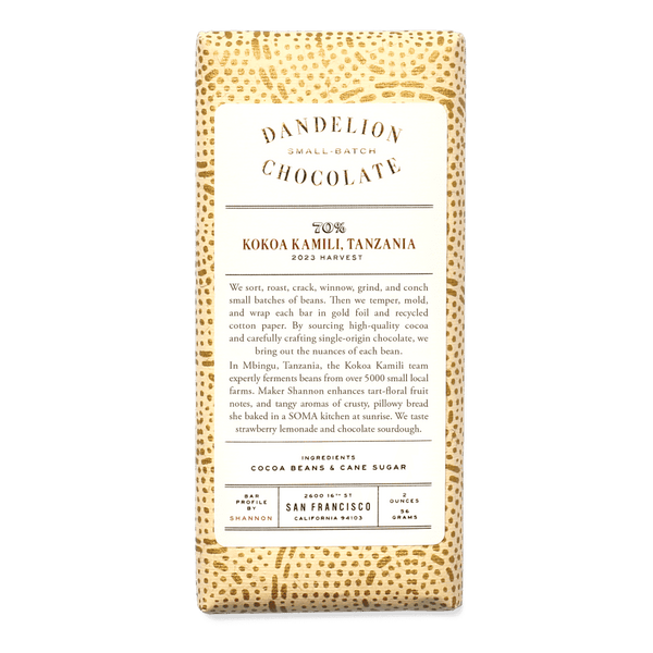 Kokoa Kamili Tanzania 70% 56g - Dandelion Chocolate