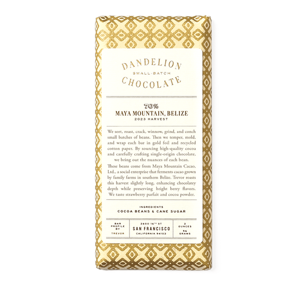 Maya Mountain Belize 70% 56g - Dandelion Chocolate