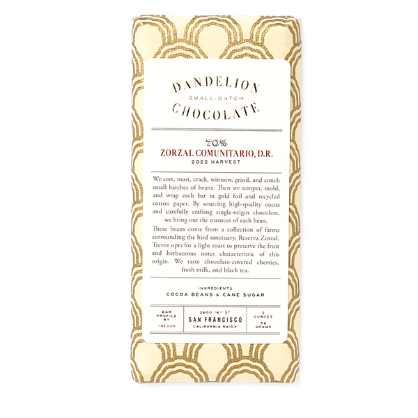 Zorzal Comunitario D.R. 70% 56g - Dandelion Chocolate