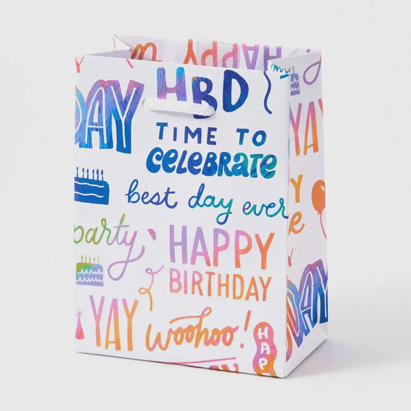 Happy Birthday Rainbow Script Small Gift Bag