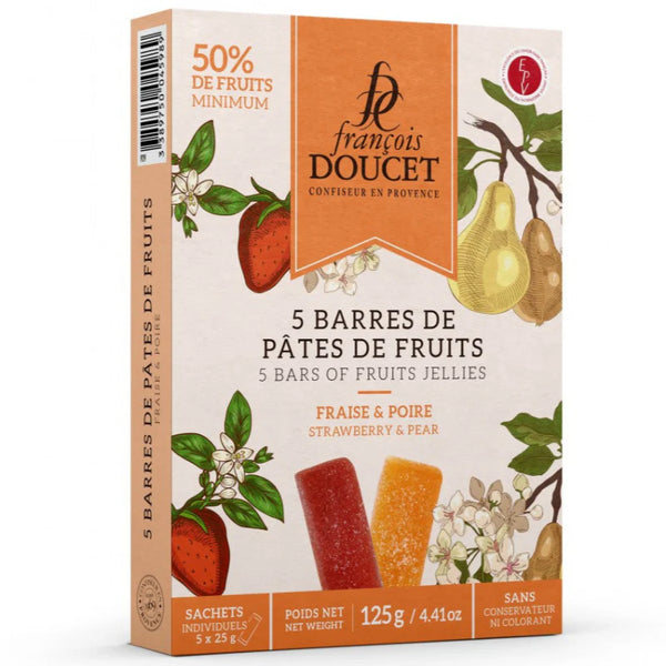 5 Bars of Fruits Jellies Strawberry & Pear Pâtes de Fruit 125g (4.4 oz) -Francois Doucet