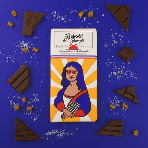 Milk choc bar w/ salted caramel  Joconde  bio · 80g - Le Chocolat des Francais