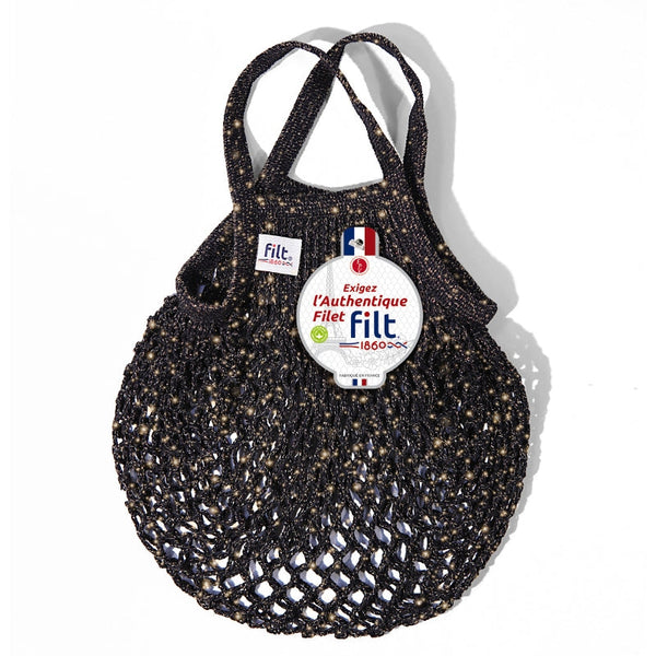 Small Glitter Net Bag Black & Gold - FILT 1860