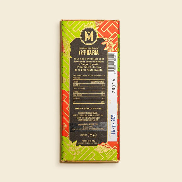 Marou Ba Ria Ginger Lime 69% Mini, 24g - Marou Chocolates