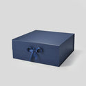 Large Square Navy Blue Magnetic Gift Box with Ribbon