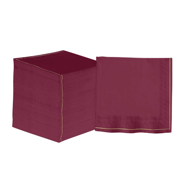 Cranberry with Gold Stripe Napkins - Luxe Party