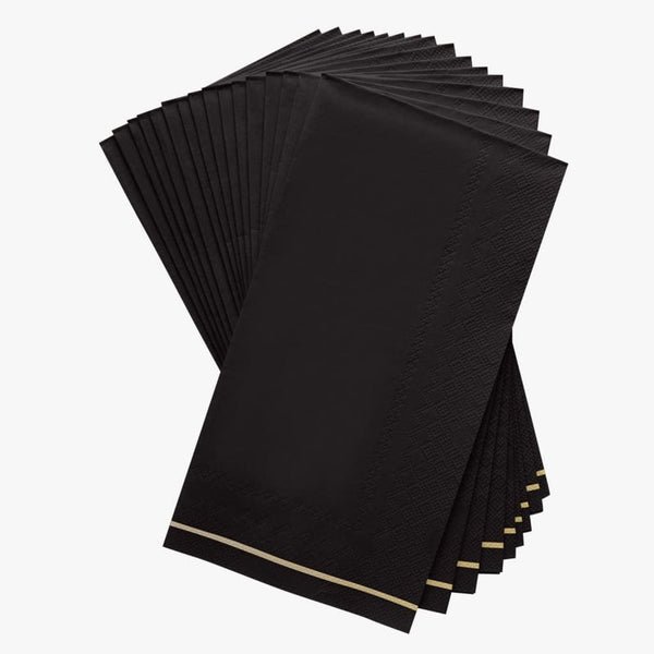 Black with Gold Stripe Napkins - Luxe Party