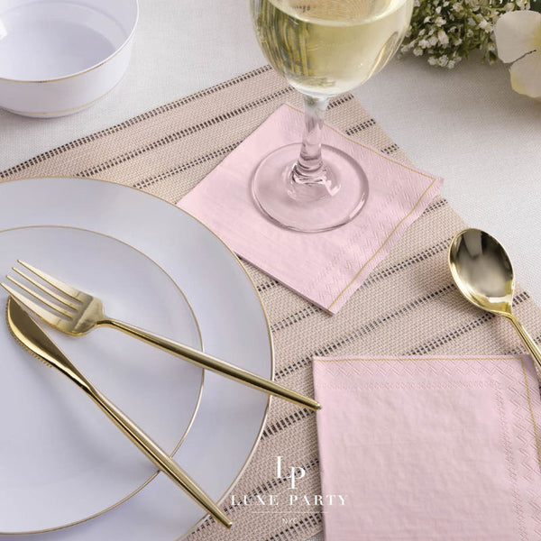 Blush with Gold Stripe Napkins - Luxe Party