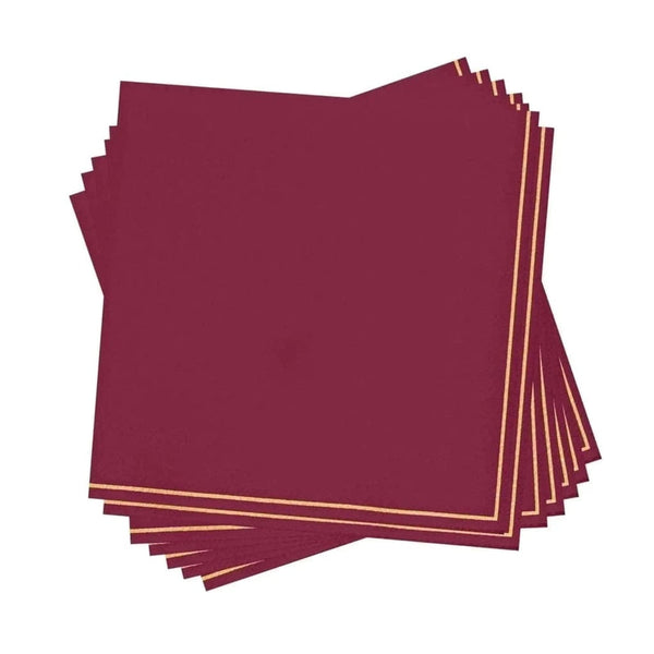 Cranberry with Gold Stripe Napkins - Luxe Party