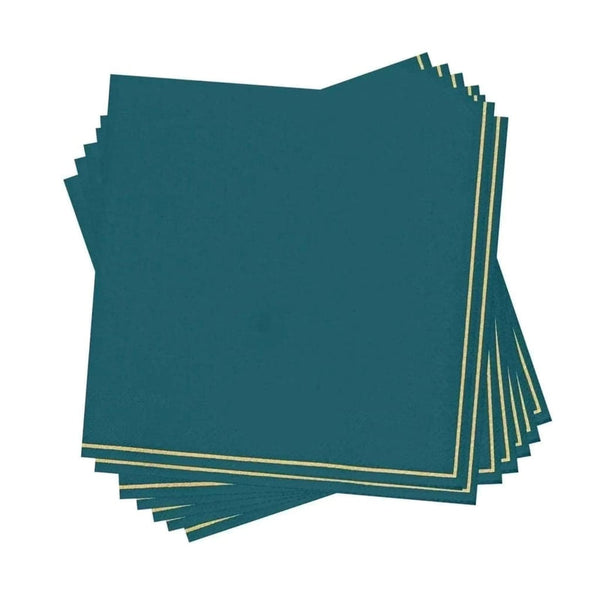 Teal with Gold Stripe Napkins - Luxe Party
