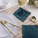 Teal with Gold Stripe Napkins - Luxe Party