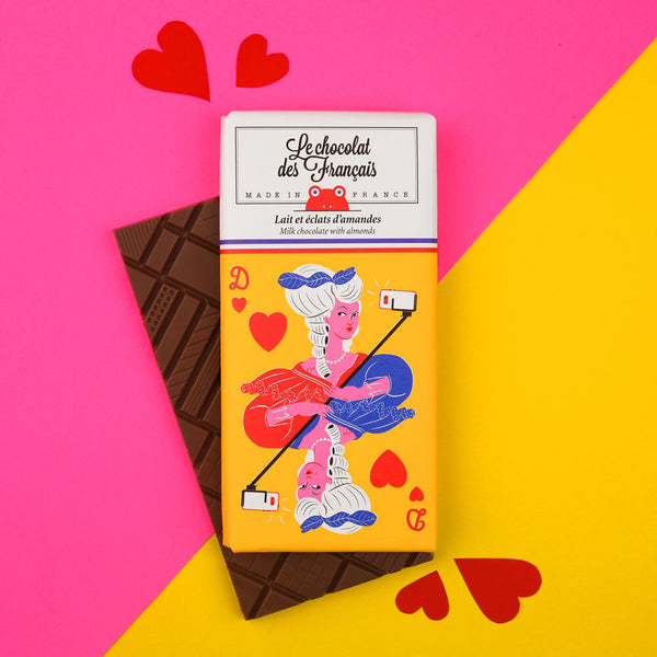 Milk chocolate bar w/ almonds  Marie Antoinette  bio · 80g - Le Chocolat des Francais