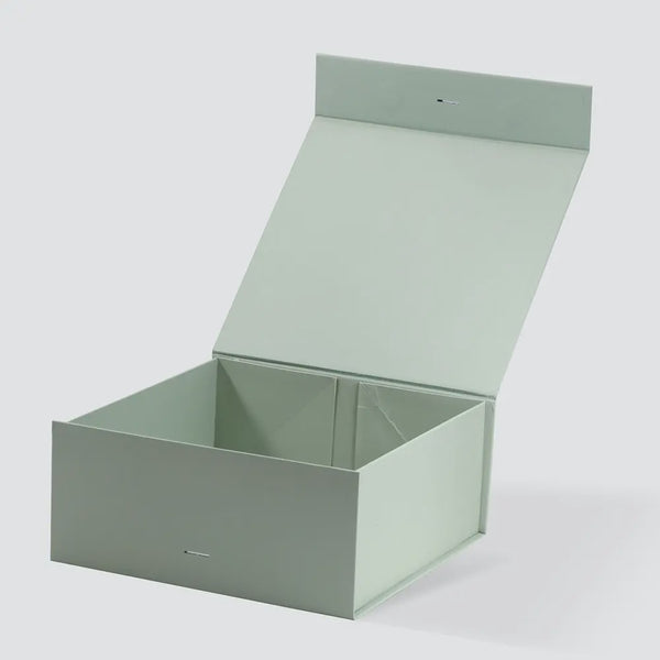 Medium Square Sage Green Magnetic Gift Box with Ribbon