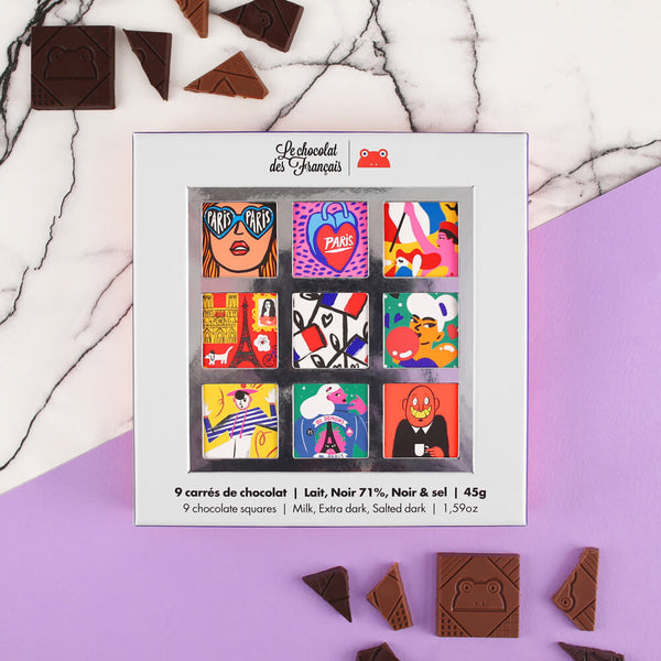 Box of 9 chocolate squares  Paris  bio · 45g - Le Chocolat des Francais