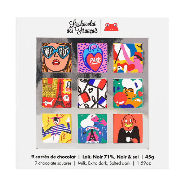 Box of 9 chocolate squares  Paris  bio · 45g - Le Chocolat des Francais