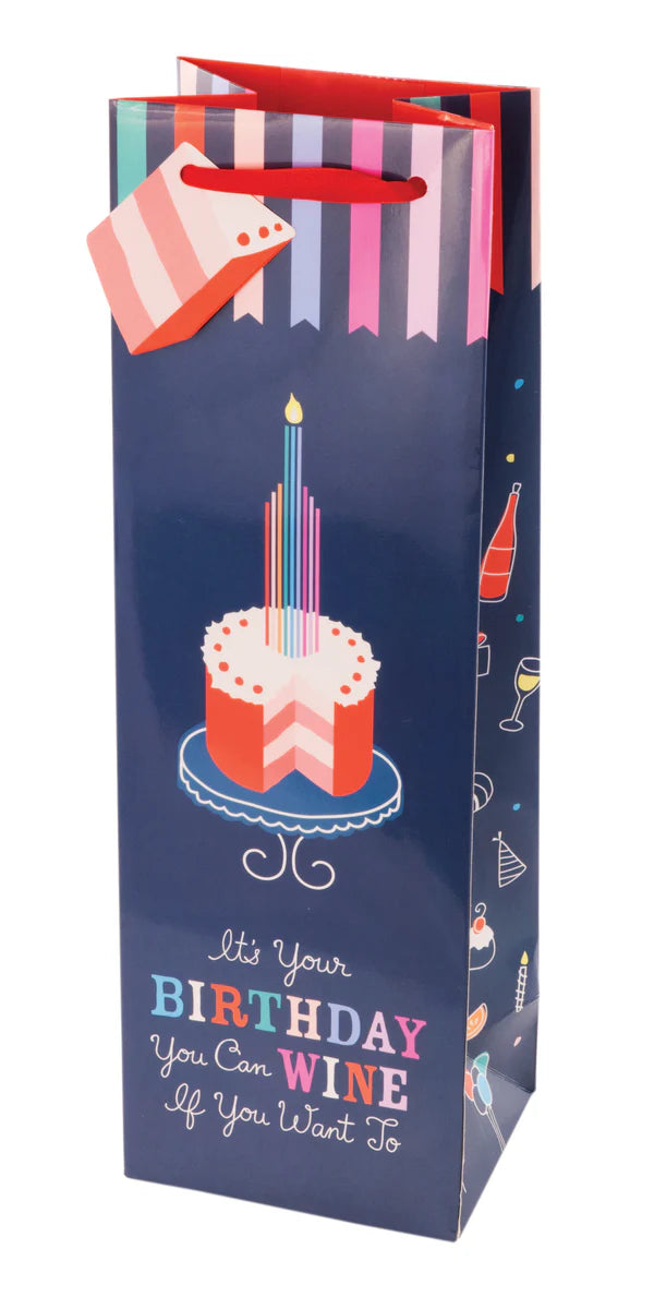 Gift Bag for 1 Bottle of Wine - Happy Birthday